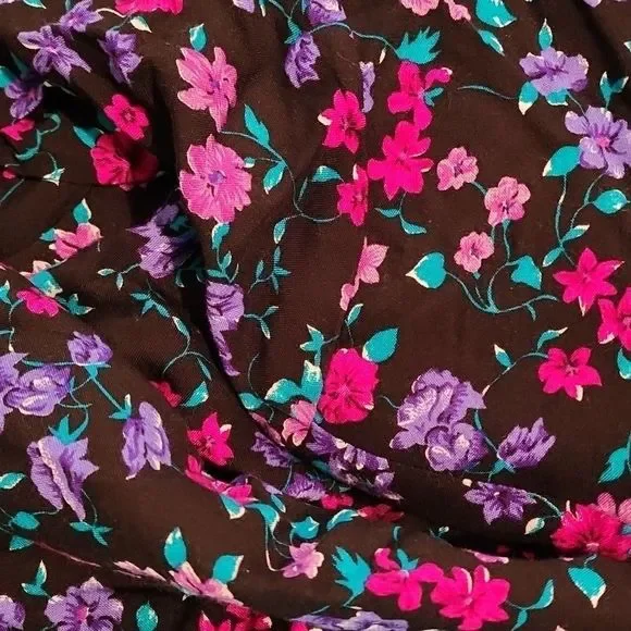 4 for $32 vintage 80s black and purple floral dress - Picture 5 of 5